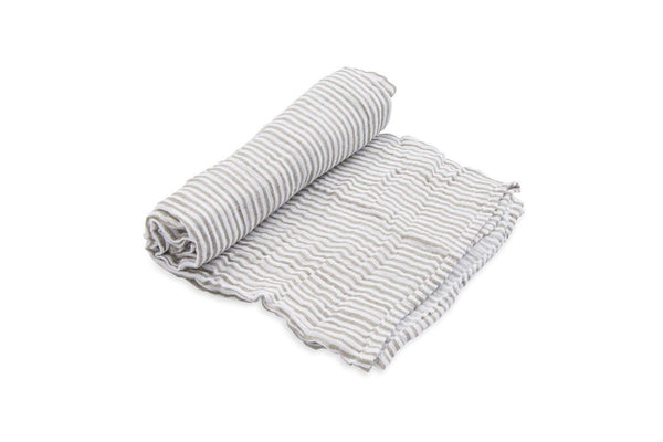 Little Unicorn: Single Cotton Muslin Swaddle - Grey Stripe