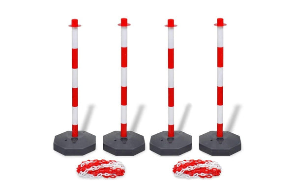Set Of 4 Chain Posts And 2 Plastic Chians Of 10 m Each Tbpipxp