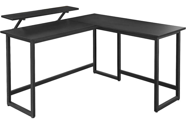 Vasagle L-Shaped Computer Desk with Monitor Stand - Black