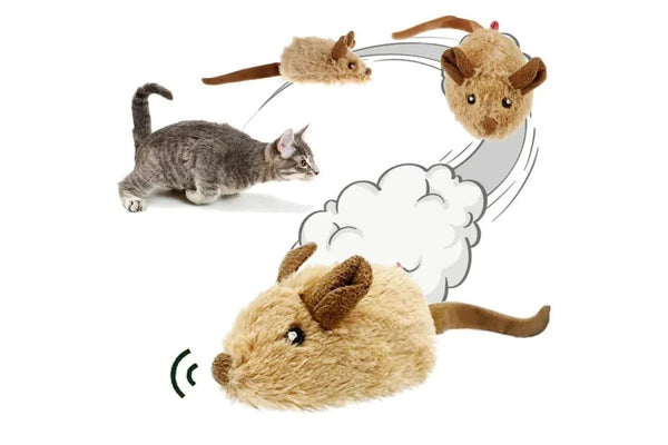 Interactive Plush Cat Toy Realistic Moving Mouse With Sound