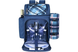 Picnic Basket Backpack for 2 Person, Insulated Cooler, Wine Holder, Fleece Blanket, Cutlery Set, Beach Camping, Gifts for Boys Girls