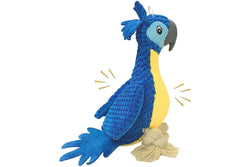 Durable Squeaky Teeth Cleaning Stuffed Embroidery Parrot Dog Toy