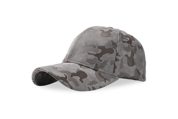 Baseball Cap Men Women Suede Camouflage Adjustable Hat Dark Gray - Standard