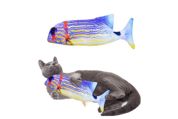 30cm Floppy Fish Cat Toy Realistic 3D Tail Wagging Fish Toy USB Rechargeable Cat Chew Toy -Style 4