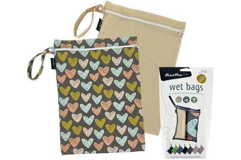 Mum 2 Mum: Wet Bag - Dark Hearts/Wheat (2 Pack)