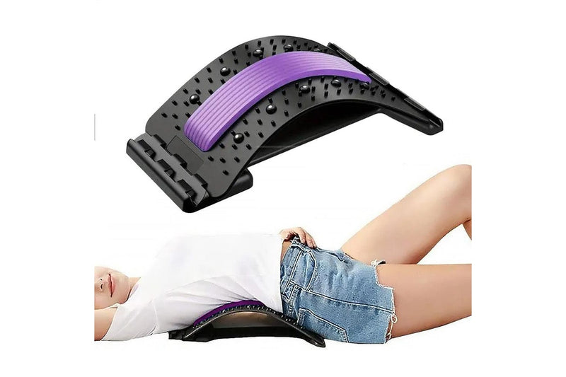 Four-Level Back Support Stretcher Back Massager Lumbar Back Support Stretcher Purple