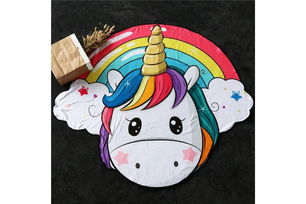 Unicorn Rainbow Donut Large Beach Microfiber Round Beach Towel For Kids