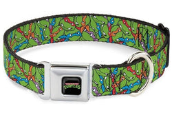 Teenage Mutant Ninja Turtles: Seatbelt Buckle Collar - TMNT Faces - Medium (1.0" Wide)