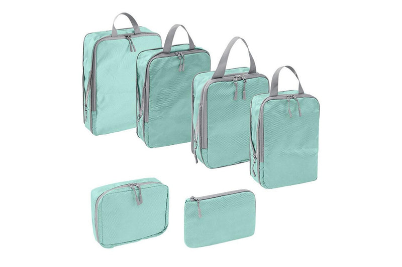 6-Piece Compression Packing Cubes Suitcase Organizer Bag Luggage Storage Bag Blue