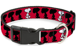 Peanuts: Snoopy Walking/Silhouette Pose Red - Plastic Clip Collar (0.5" Small)