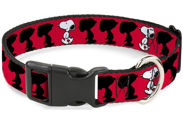 Peanuts: Snoopy Walking/Silhouette Pose Red - Plastic Clip Collar (0.5" Medium)