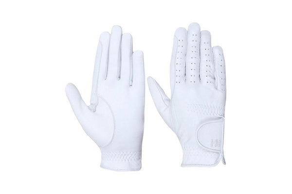 Hy5 Adults Leather Riding Gloves (White) (XS)