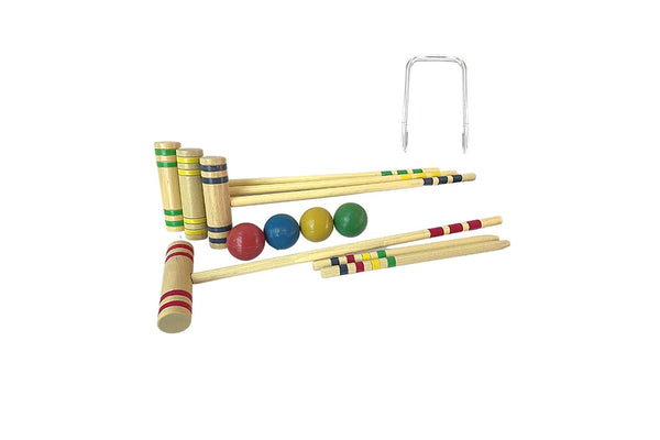 Regent Classic 4-Player Croquet Set Mallets Balls Outdoor Family Game Fun Play