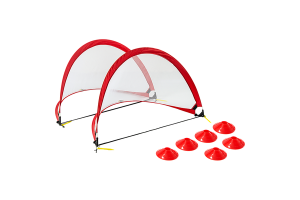 Portable Kids Soccer Goals Set 2 Pop Up Goals, Cones, Carry Bag - One Size