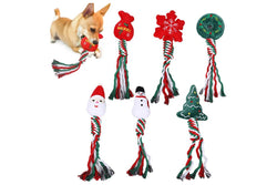 6pcs Christmas Pet Dog Chew Toys Braided Rope Pet Toys