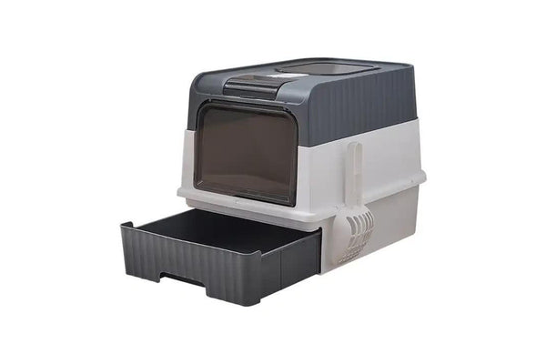 Large Enclosed Cat Litter Box With Drawer And Scoop Odor Control Removable Tray Easy Clean Design