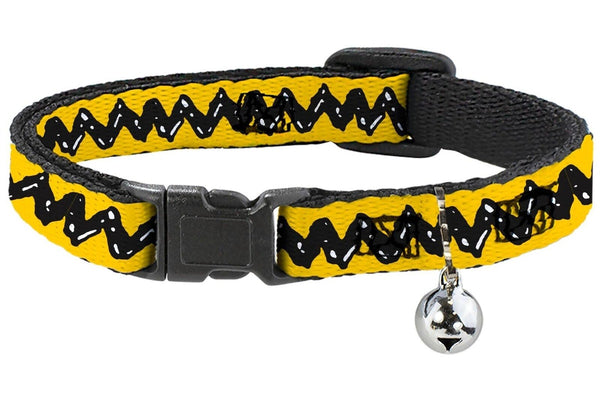 Peanuts: Charlie Brown Zig Zag Stripe Yellow/Black - Breakaway Cat Collar with Bell