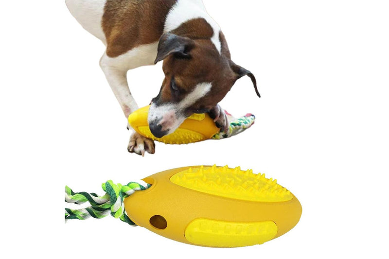 Dog Toothbrush Chew Stick Treat Balls Dispensing Dog Toys -Yellow