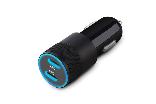 40W Type-C Car Charger Fast Charge Dual Port USB Car Charger Lighter Adapter Black