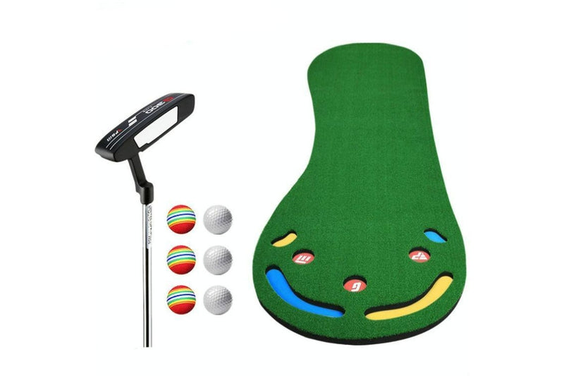 Gl002 Indoor Golf Putting Trainer Big Feet Practice Blanket With Putter And Balls - Lawn