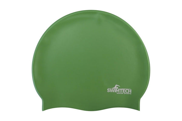 SwimTech Unisex Adult Silicone Swim Cap (Green) (One Size)