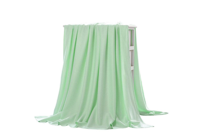 Breathable Summer Blanket Waffle Throw Blanket Air Conditioning Blanket Light Green