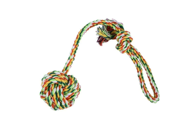 Pet Health Rope Interactive Tug Of War Fetch With Knot Ball For Chewers And Puppies - Standard