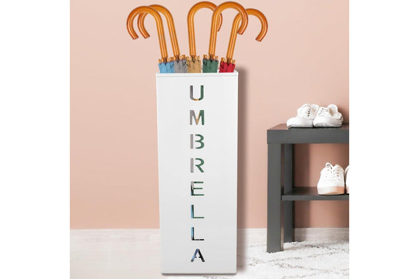 Metal Umbrella Stand 16.5x6.3x6.3 Square Free Standing White