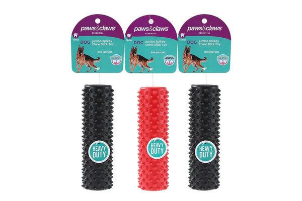 3x Paws & Claws 17.5cm Heavy Duty TPR Pet Toy Jumbo Spikey Chew Roll Assorted