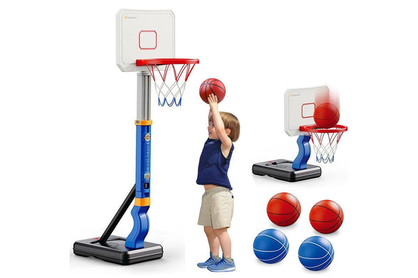 Kids Basketball Training Hoop Height Adjustable Basketball Hoop Set for Indoor Outdoor Playing Blue