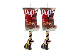 2x Paws & Claws Pet Dog 25cm Pups Snacks Oxford Tugger Play Toy w Rope Assorted