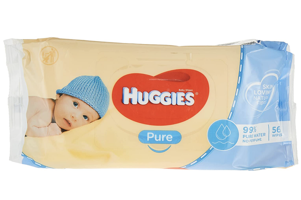 Huggies Pk56 Baby Wipes Pure Unscented Sticky Top