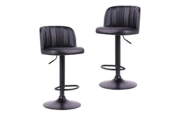 Adjustable Finest PU Curved Bar Stool (Pack of 2) - Black