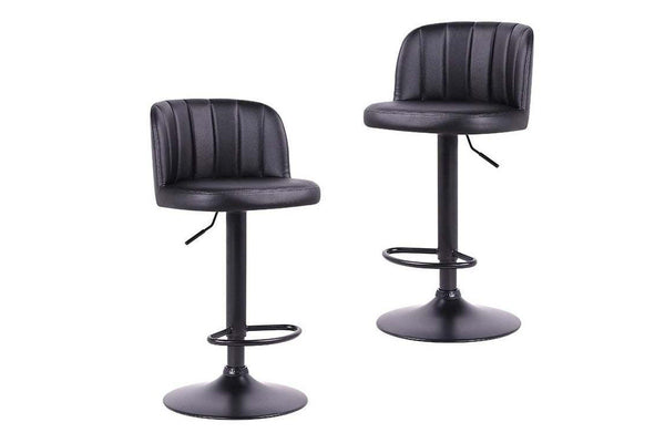 Adjustable Finest PU Curved Bar Stool (Pack of 2) - Black