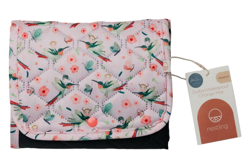 Nestling: Waterproof Quilted Change Mat - Pink Hummingbird