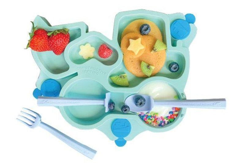 Constructive Baby: Truck Suction Plate and Cutlery - Teal