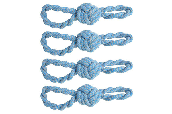 4x Pro Pet Max Extra Tough Long Cotton Rope Toy Blue Strong for Chewing 46cm