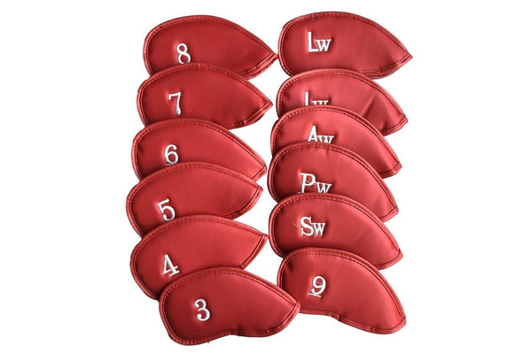 12 Pcs Golf Head Covers 3-9 A/S/P/Lw/ Iron Club Putter Head Protector Covers Red