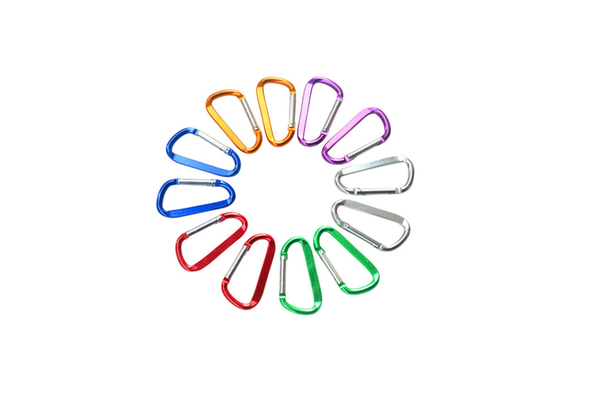 12 Pack 3 D Shape Spring Loaded Gate Aluminum Carabiners Clips Hook Keychain - Standard