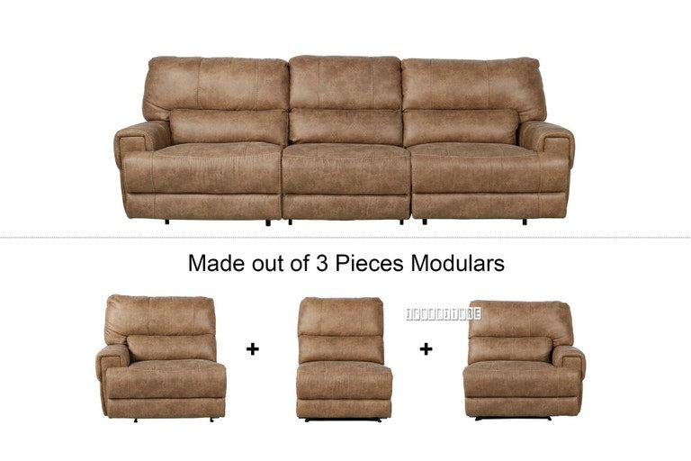 ifurniture NAKEETA Reclining Sofa - 3PC Sofa Set (LAF Power Recliner + Non-Powered Armless + RAF Power Recliner)