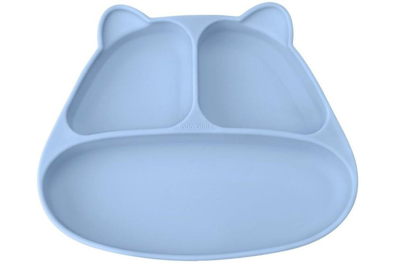 Mombella: Panda Silicone Suction Dinner Plate - Light Blue