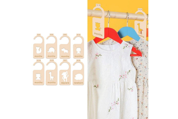 8Pcs Set Wooden Newborn Baby Clothes Dividers Closet Wardrobe Nursery