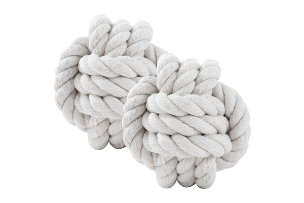 2x Paws & Claws Pet 7.5cm Eco Rope Knotted Ball Interactive Dog Chew Toy White