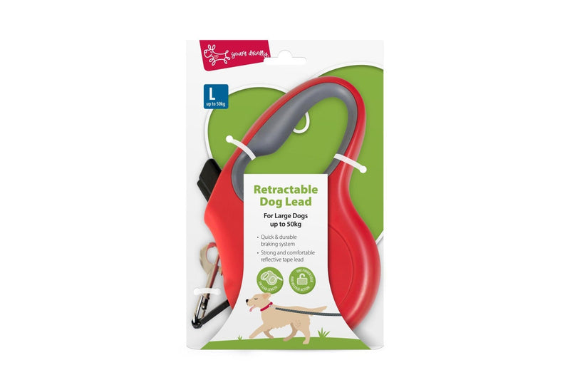 Yours Droolly: Retractable Lead - Large/Red