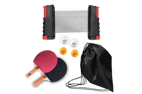 Home Ping Pong Set With Paddles Balls And Table Tennis Net - Red Black Set