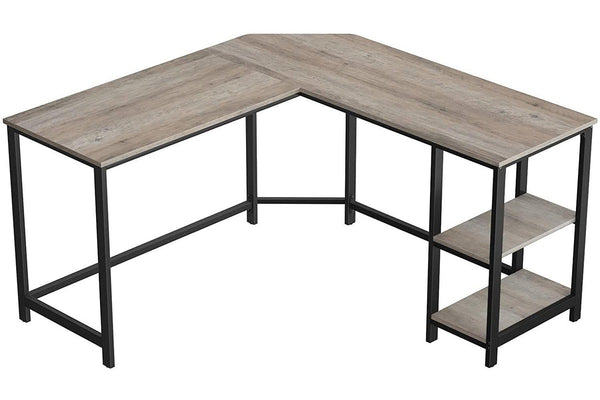 Vasagle L-Shaped Computer Desk with Shelves - Greige+Black