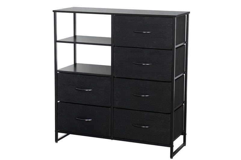 Ovela 6 Drawer Storage Chest With Shelf - Nordic Black