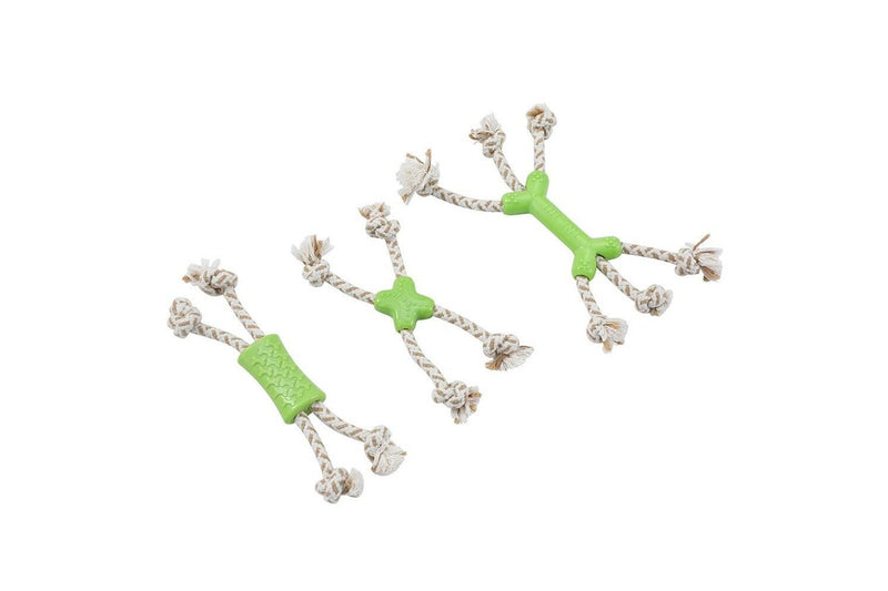 3x Paws & Claws 24cm Eco Knotted Rope Minis Chew Toy for Small Pet Dog Assorted