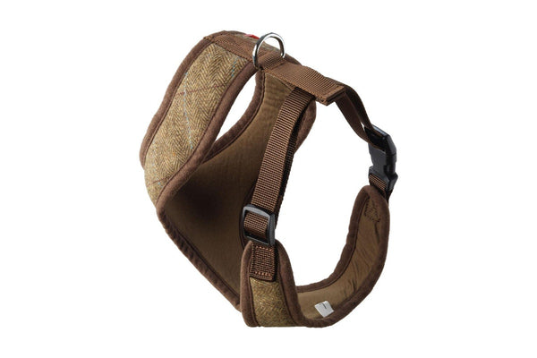 House Of Paws Memory Foam Tweed Dog Harness (Brown) (M)