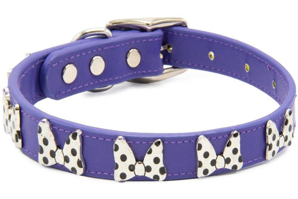 Disney: Minnie Mouse Bow Vegan Leather Dog Collar - Large (2.5cm Wide)